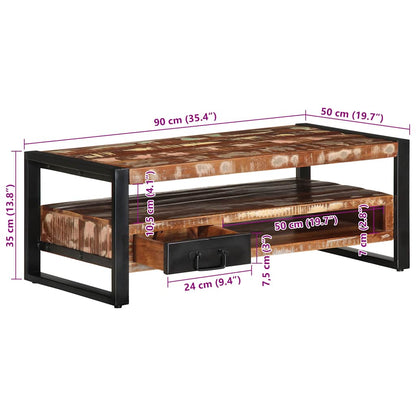 Salontafel 90x50x36 cm massief gerecycled hout meerkleurig