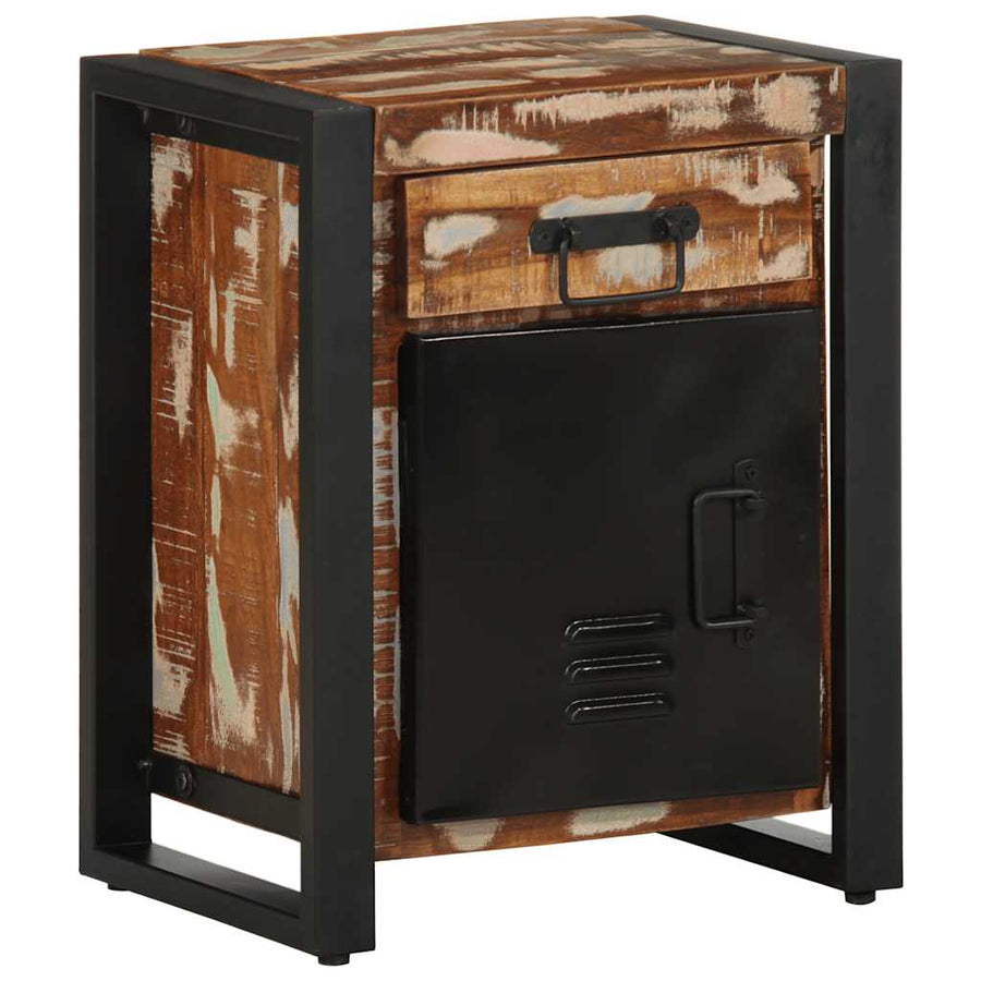 Nachtkastje 40x30x50 cm massief gerecycled hout meerkleurig