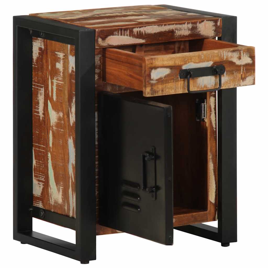 Nachtkastje 40x30x50 cm massief gerecycled hout meerkleurig