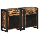 Nightstands 2 pcs solid rough mango wood multicolour