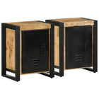 Bedside tables 2 pcs solid rough mango wood