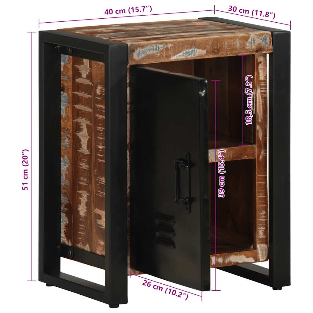 Nachtkastje 40x30x51 cm massief gerecycled hout meerkleurig