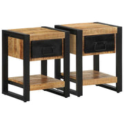 Nachtkastjes 2 st massief mangohout 35x34x45 cm