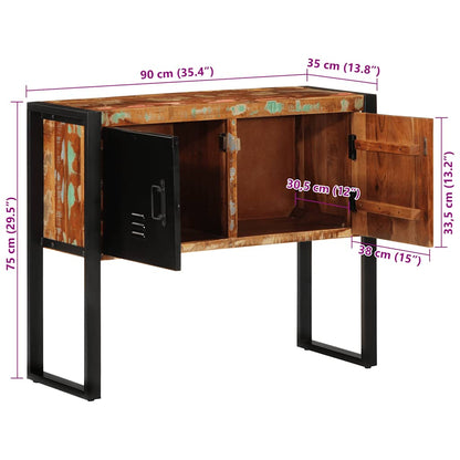 Wandkast 90x35x75 cm massief gerecycled hout meerkleurig
