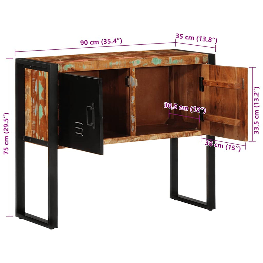 Wandkast 90x35x75 cm massief gerecycled hout meerkleurig