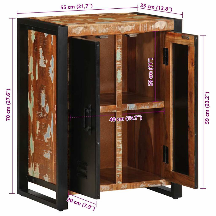 Dressoir 55x35x70 cm massief gerecycled hout meerkleurig