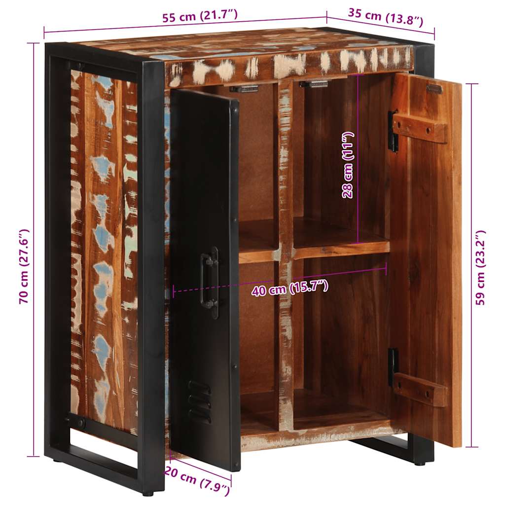 Dressoir 55x35x70 cm massief gerecycled hout meerkleurig