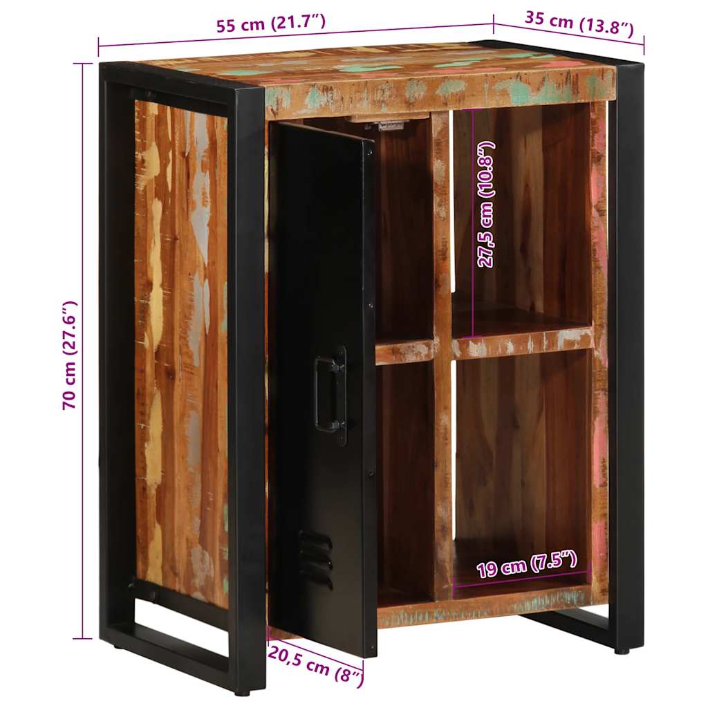 Dressoir 55x35x70 cm massief gerecycled hout meerkleurig