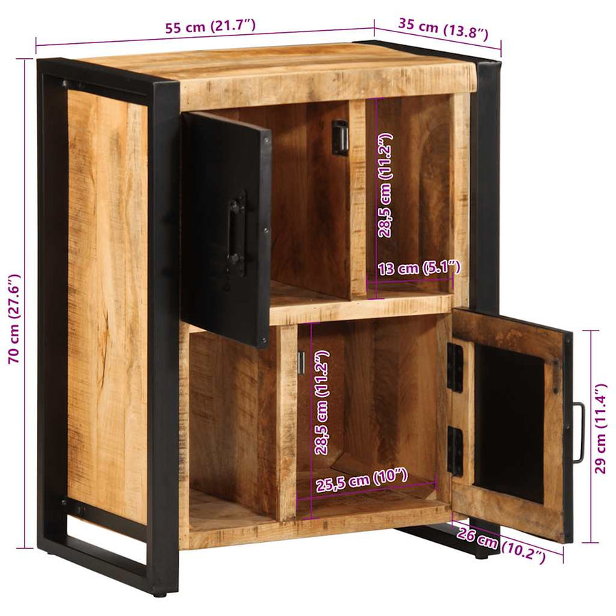 Dressoir 55x35x70 cm massief ruw mangohout