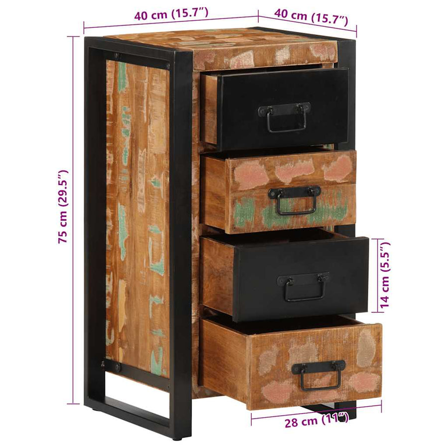 Ladekast 40x40x90 cm massief gerecycled hout meerkleurig