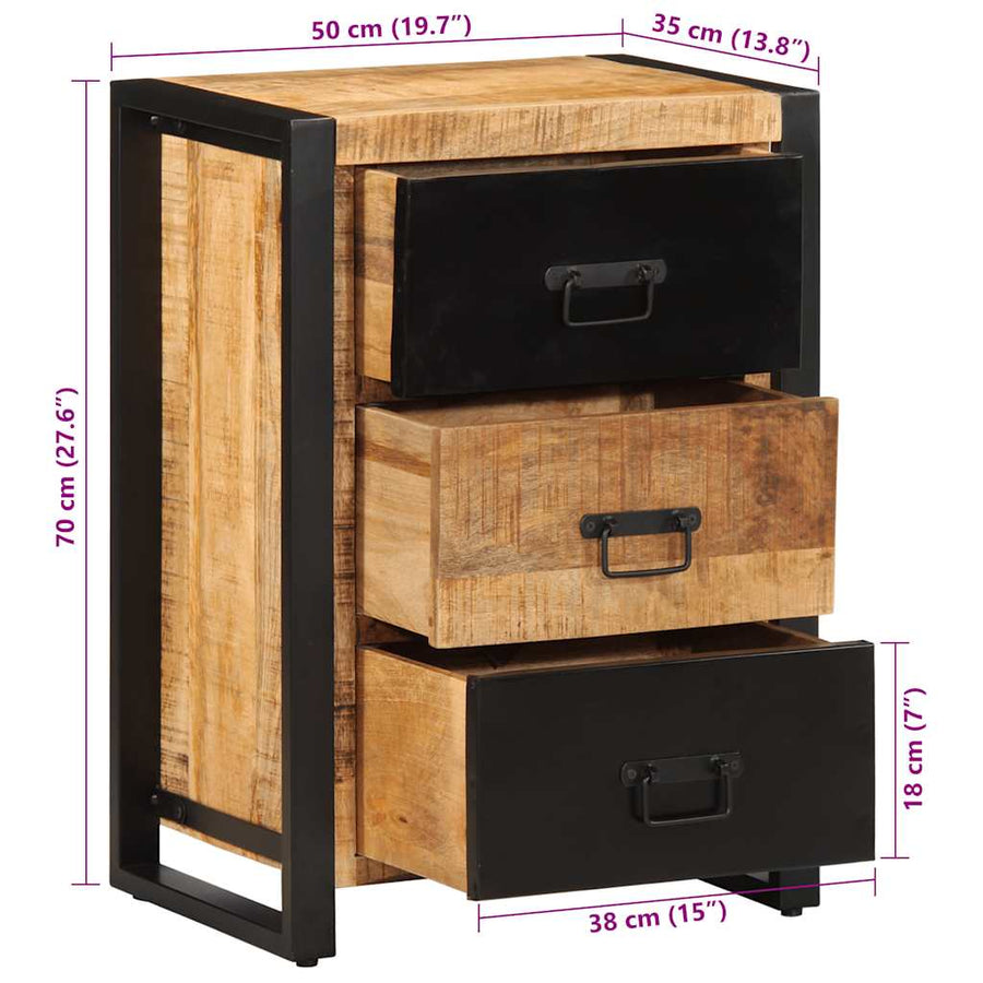 Ladekast 50x35x70 cm massief ruw mangohout