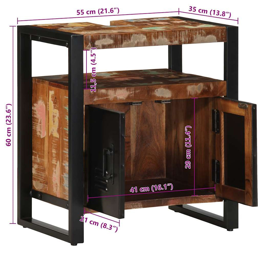 Badkamerkast 38x33x160 cm massief recycled hout