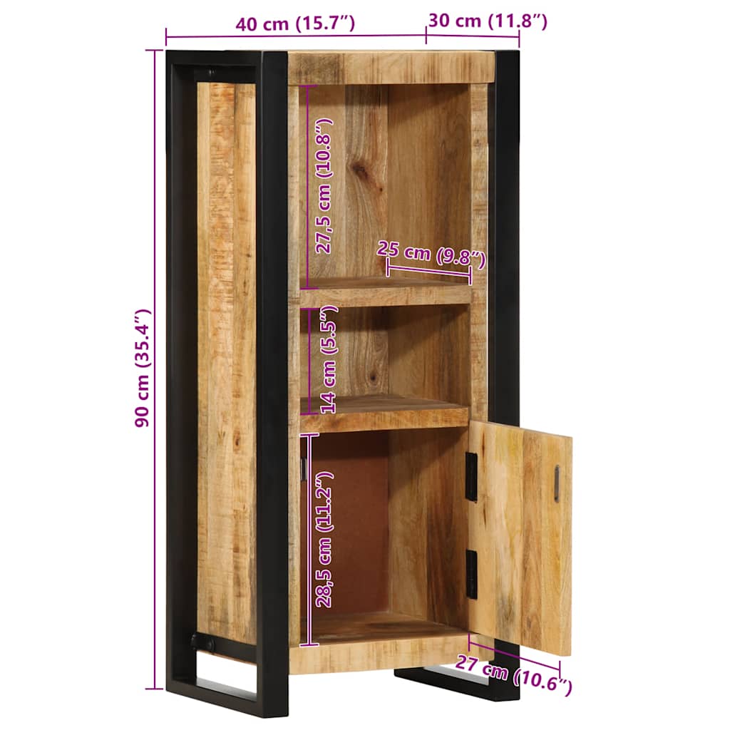 Badkamerkast 40X30X90 Cm Naturel Massief ruw mangohout