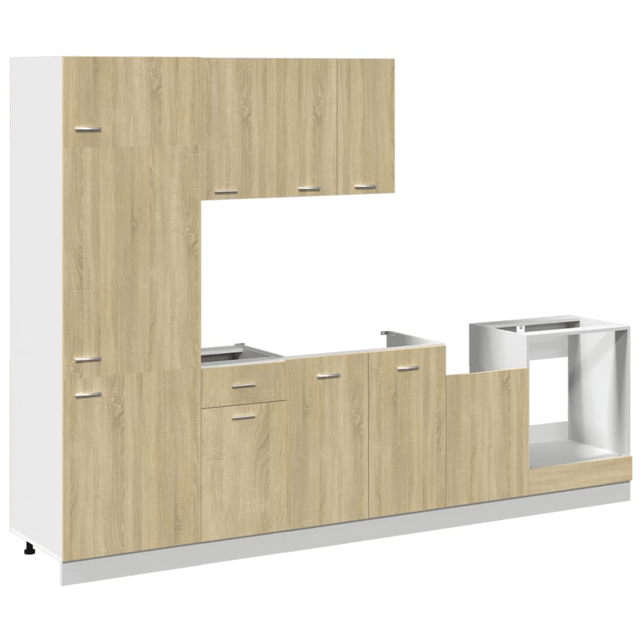 7-delige Keukenkastenset bewerkt hout sonoma eikenkleurig