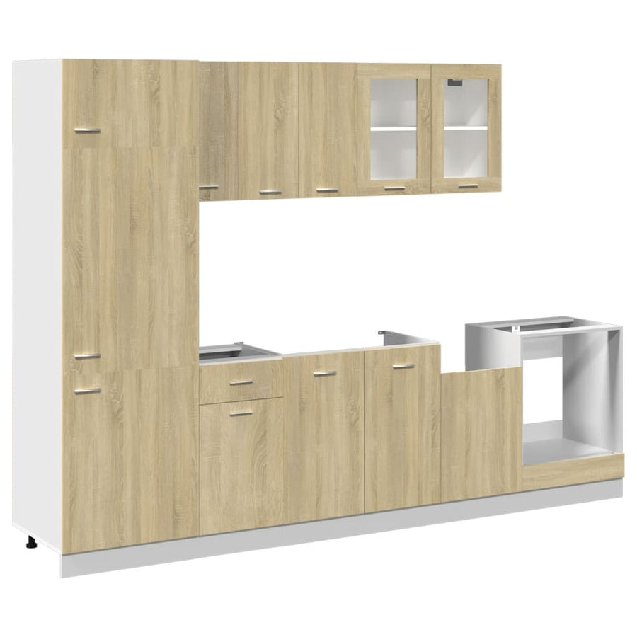 8-delige Keukenkastenset bewerkt hout sonoma eikenkleurig