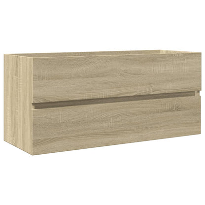 2-delige Badkamermeubelset keramiek en bewerkt hout