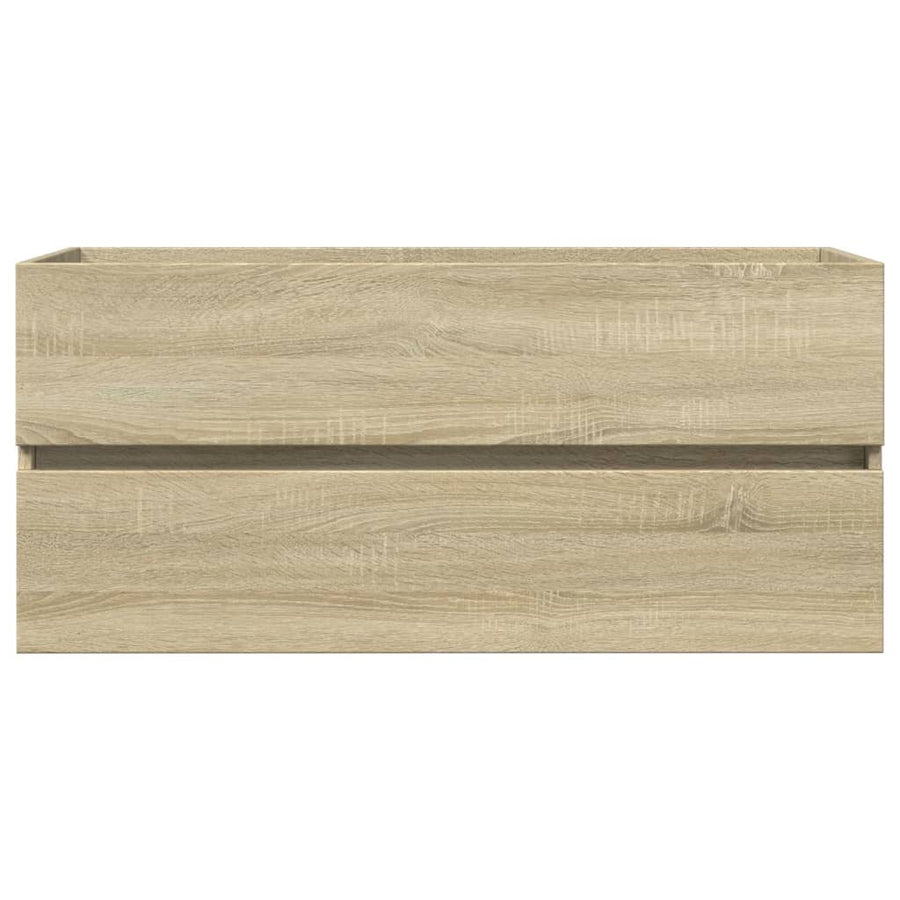 2-delige Badkamermeubelset keramiek en bewerkt hout