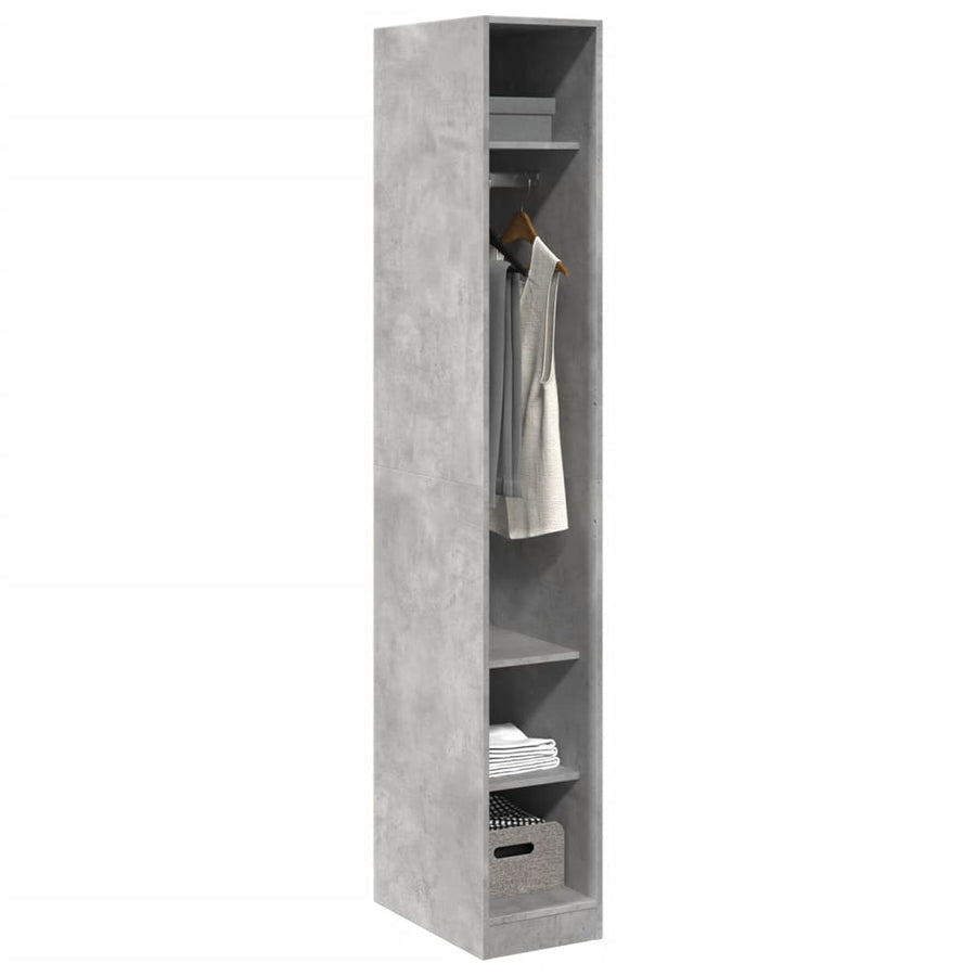 Kledingkast 30x50x200 cm bewerkt hout betongrijs