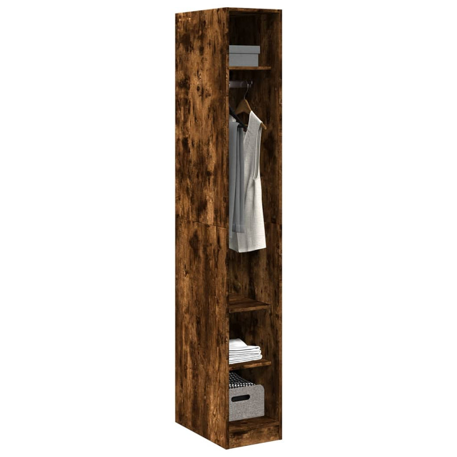 Kledingkast 30x50x200 cm bewerkt hout gerookt eikenkleurig