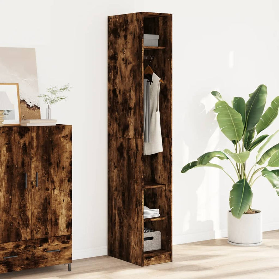Kledingkast 30x50x200 cm bewerkt hout gerookt eikenkleurig