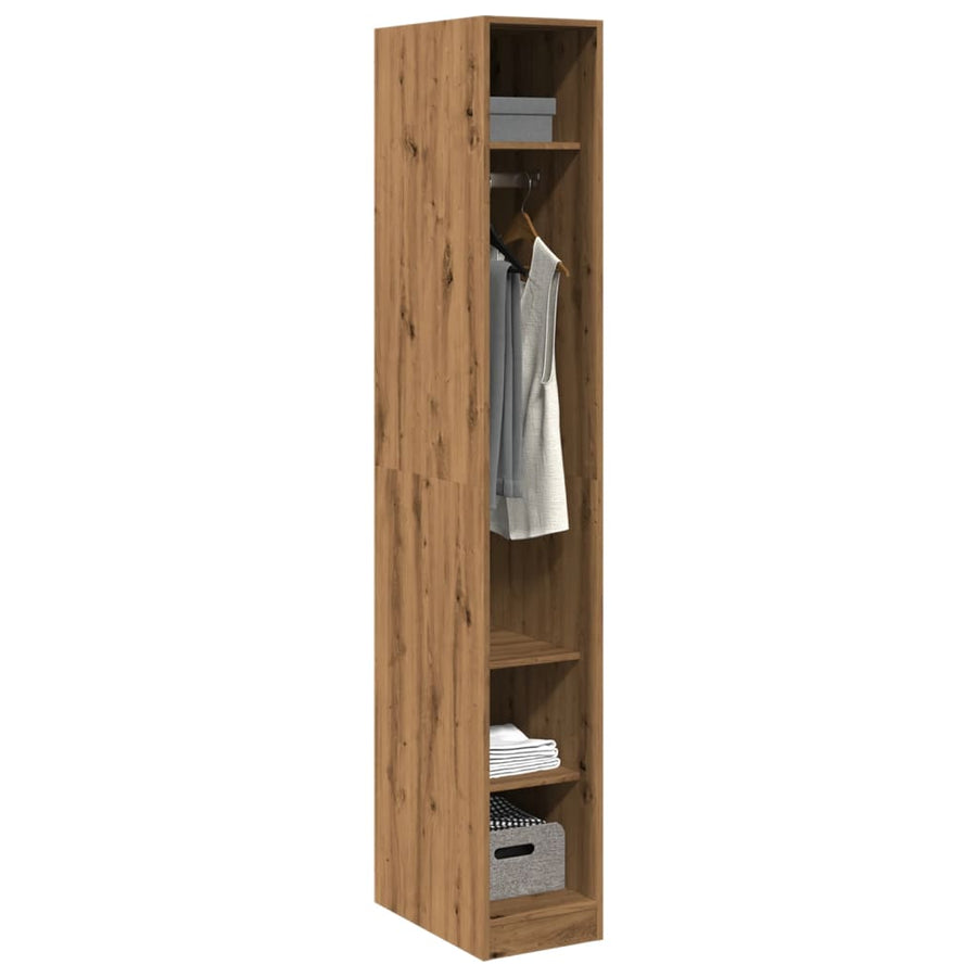 Kledingkast 30x50x200 cm bewerkt hout artisanaal eikenkleur