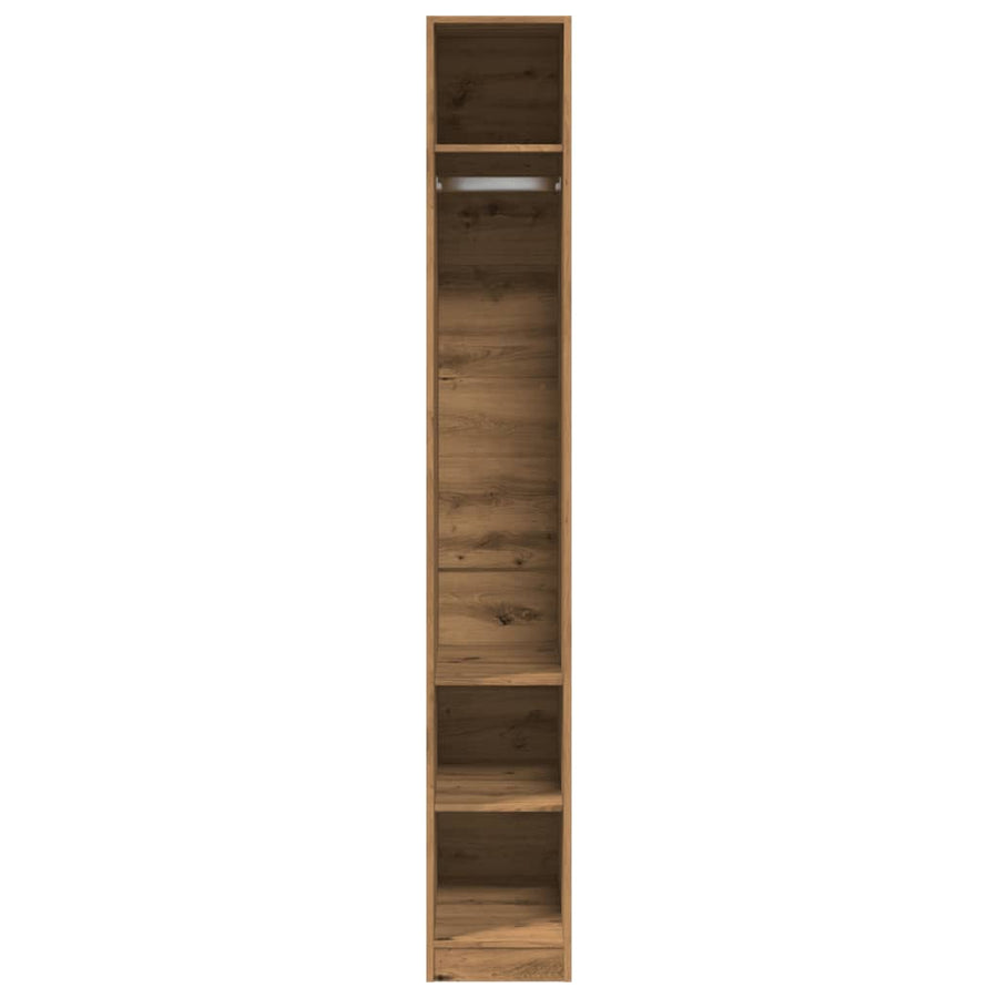 Kledingkast 30x50x200 cm bewerkt hout artisanaal eikenkleur