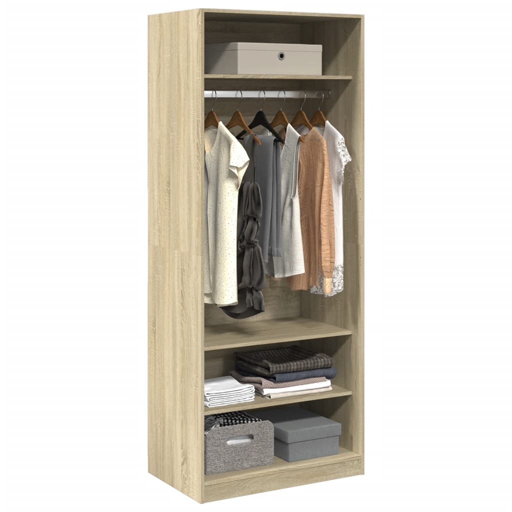 Kledingkast 80x50x200 cm bewerkt hout sonoma eikenkleurig