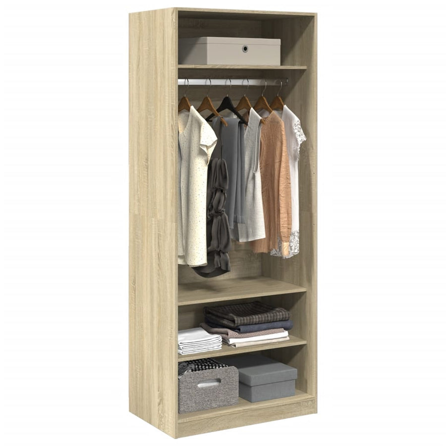 Kledingkast 80x50x200 cm bewerkt hout sonoma eikenkleurig