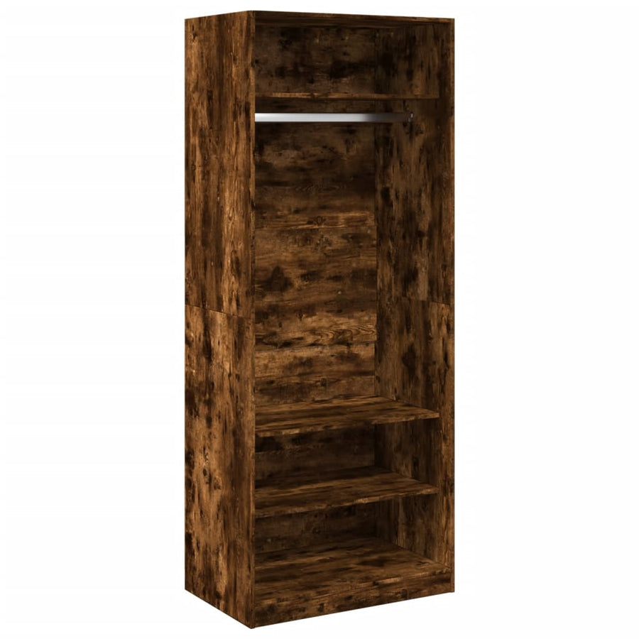 Kledingkast 80x50x200 cm bewerkt hout gerookt eikenkleurig