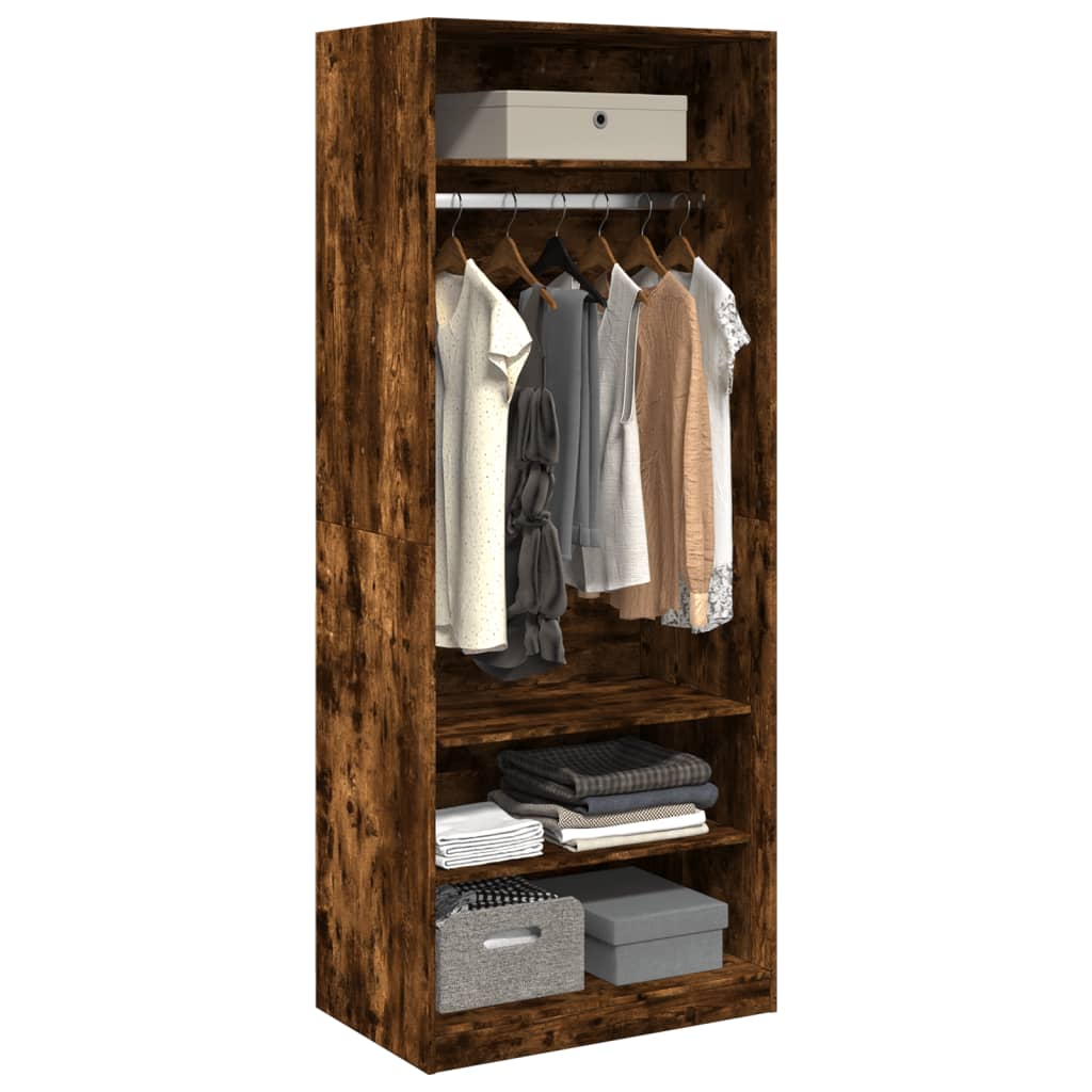 Kledingkast 80x50x200 cm bewerkt hout gerookt eikenkleurig