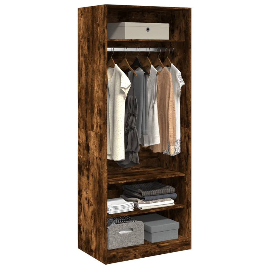 Kledingkast 80x50x200 cm bewerkt hout gerookt eikenkleurig