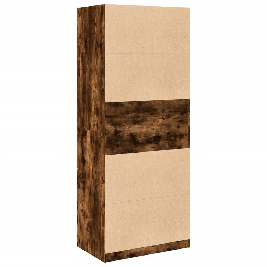 Kledingkast 80x50x200 cm bewerkt hout gerookt eikenkleurig