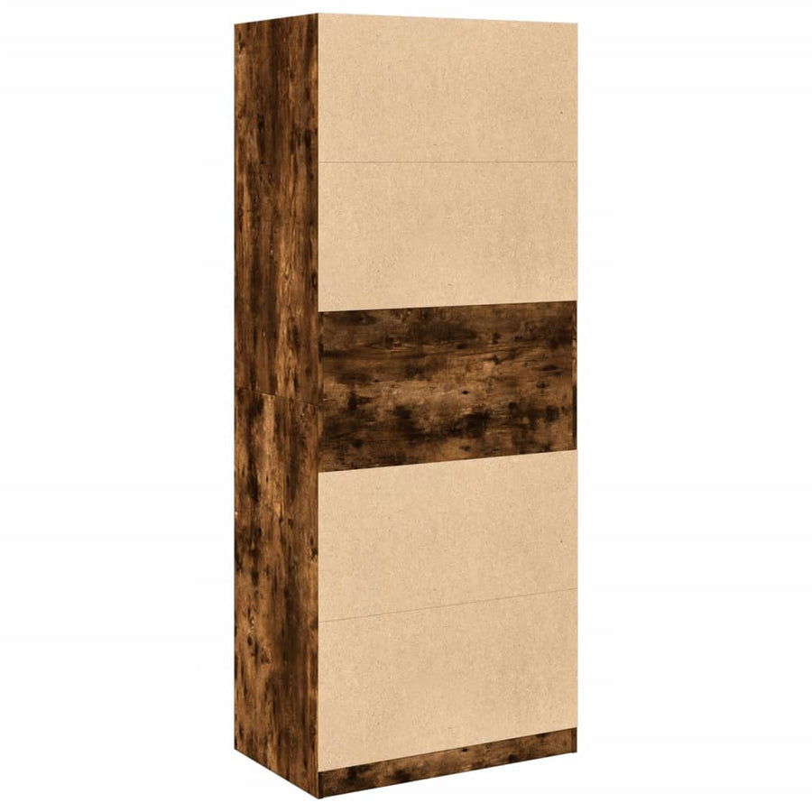 Kledingkast 80x50x200 cm bewerkt hout gerookt eikenkleurig