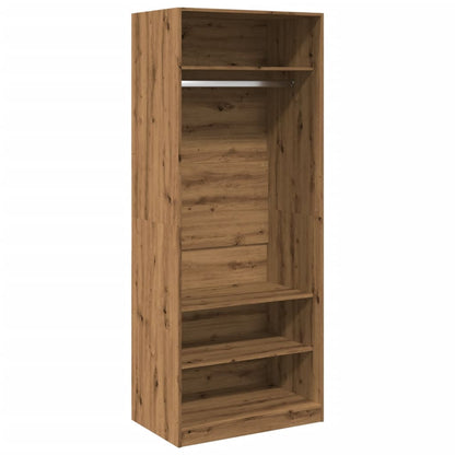 Kledingkast 80x50x200 cm bewerkt hout artisanaal eikenkleur