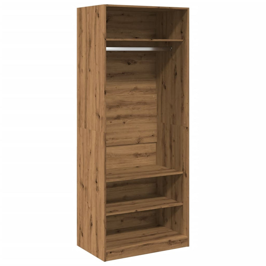 Kledingkast 80x50x200 cm bewerkt hout artisanaal eikenkleur