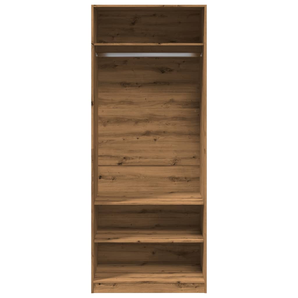 Kledingkast 80x50x200 cm bewerkt hout artisanaal eikenkleur