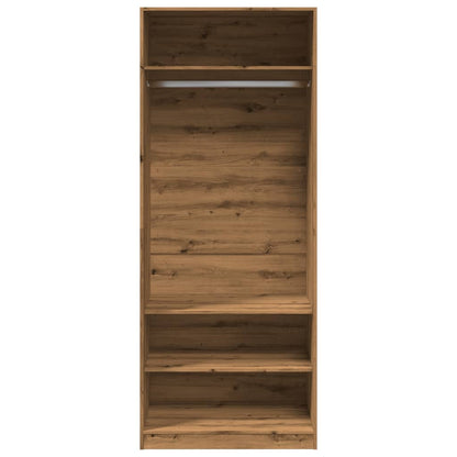 Kledingkast 80x50x200 cm bewerkt hout artisanaal eikenkleur