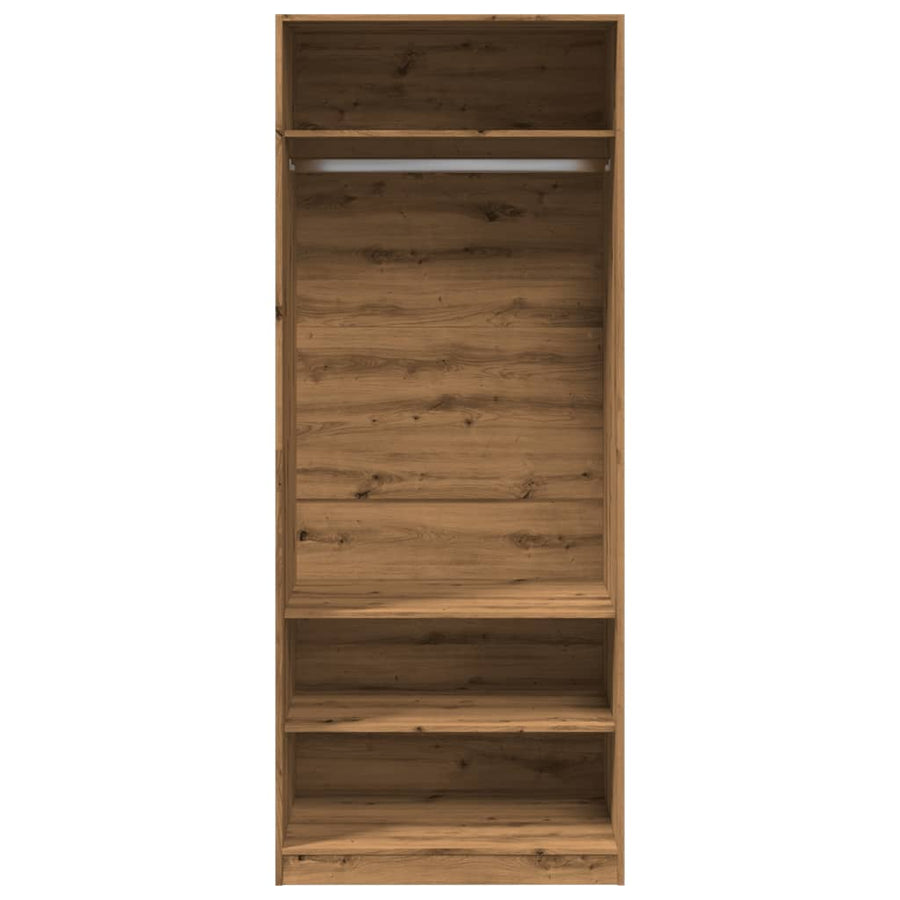 Kledingkast 80x50x200 cm bewerkt hout artisanaal eikenkleur