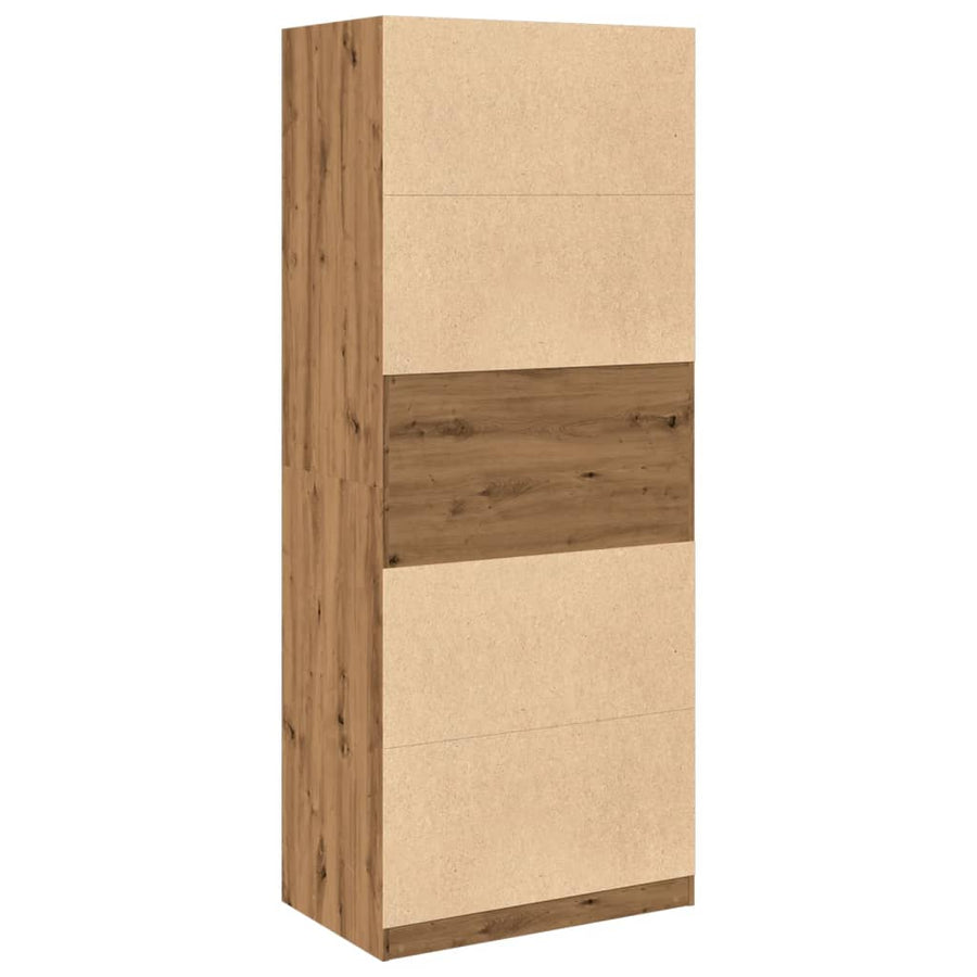 Kledingkast 80x50x200 cm bewerkt hout artisanaal eikenkleur