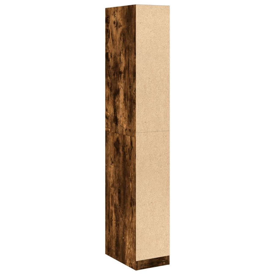 Kledingkast 30x50x200 cm bewerkt hout gerookt eikenkleurig