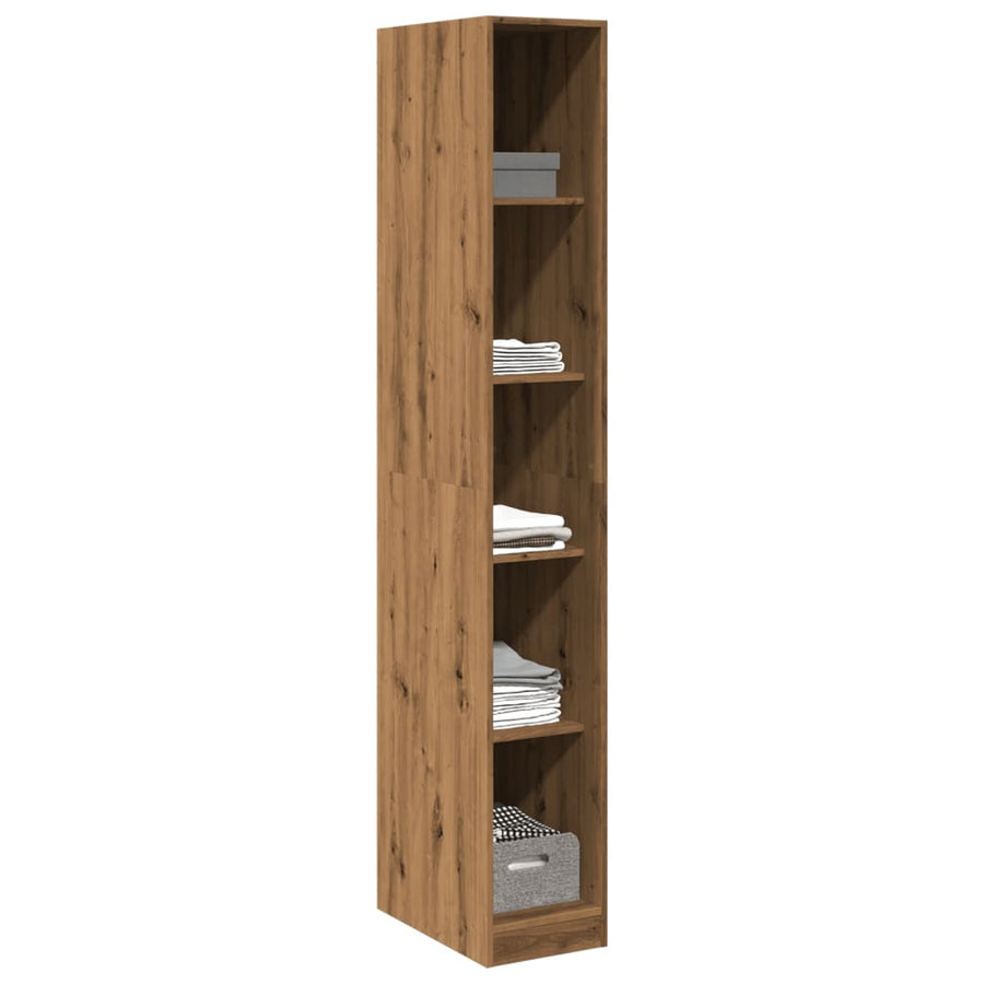 Kledingkast 30x50x200 cm bewerkt hout artisanaal eikenkleur