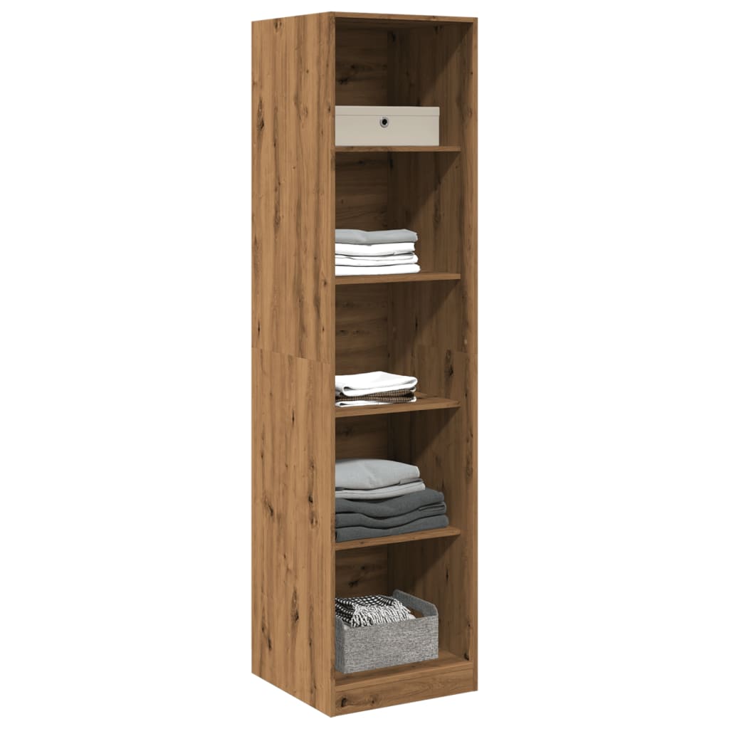 Kledingkast 50x50x200 cm bewerkt hout artisanaal eikenkleurig
