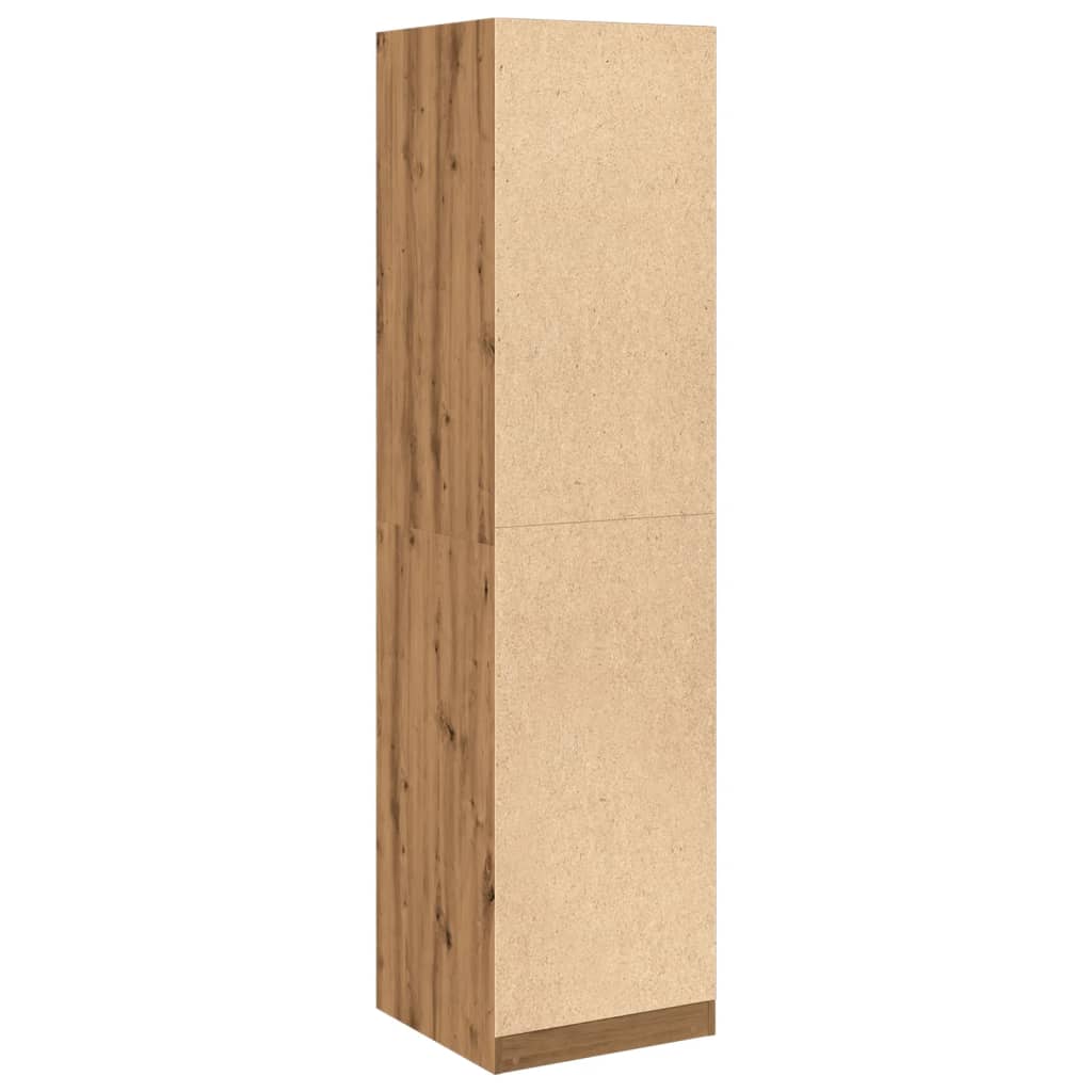 Kledingkast 50x50x200 cm bewerkt hout artisanaal eikenkleurig