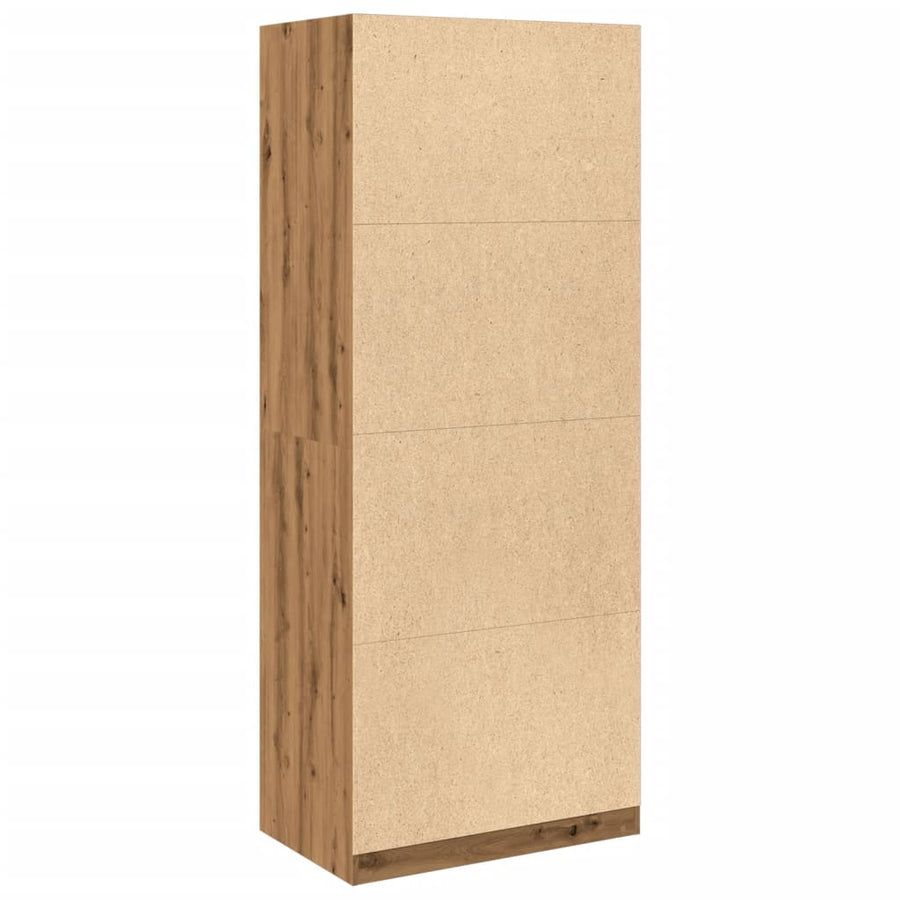 Kledingkast 80x50x200 cm bewerkt hout artisanaal eikenkleur