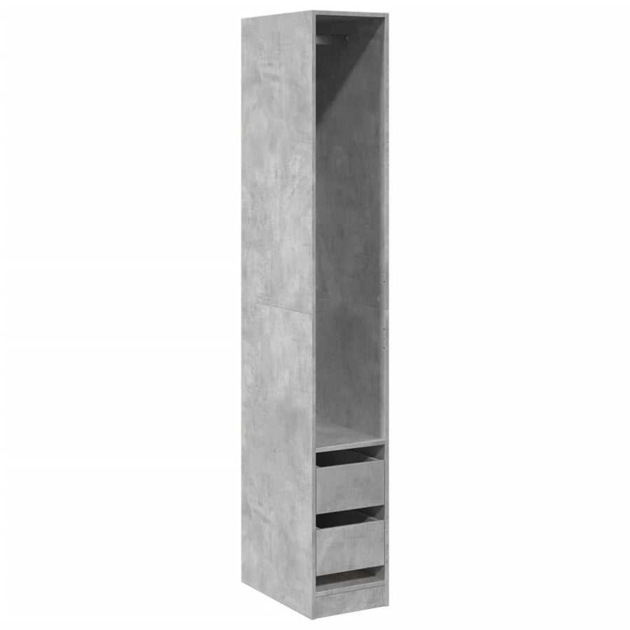Kledingkast 30x50x200 cm bewerkt hout betongrijs