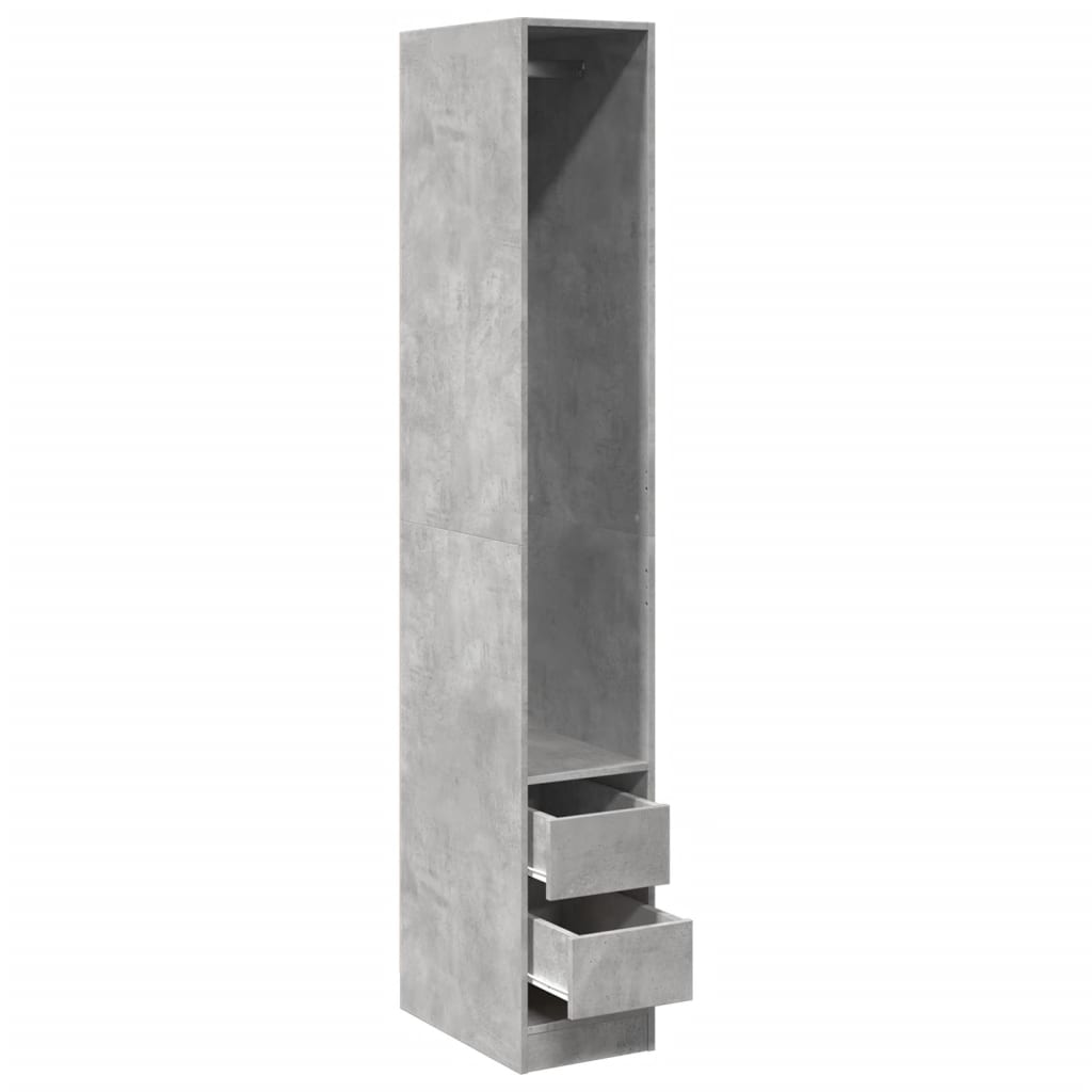 Kledingkast 30x50x200 cm bewerkt hout betongrijs