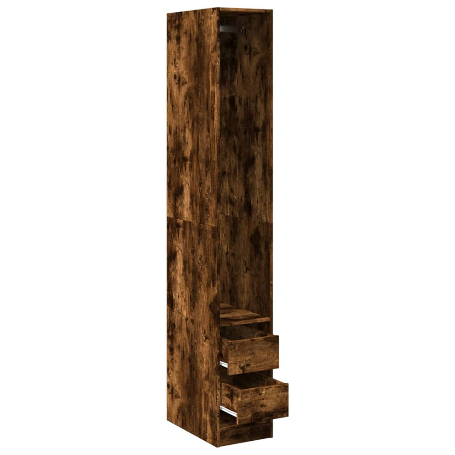 Kledingkast 30x50x200 cm bewerkt hout gerookt eikenkleurig