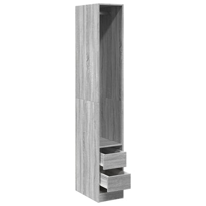 Kledingkast 30x50x200 cm bewerkt hout grijs sonoma eikenkleur