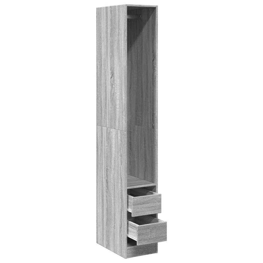 Kledingkast 30x50x200 cm bewerkt hout grijs sonoma eikenkleur