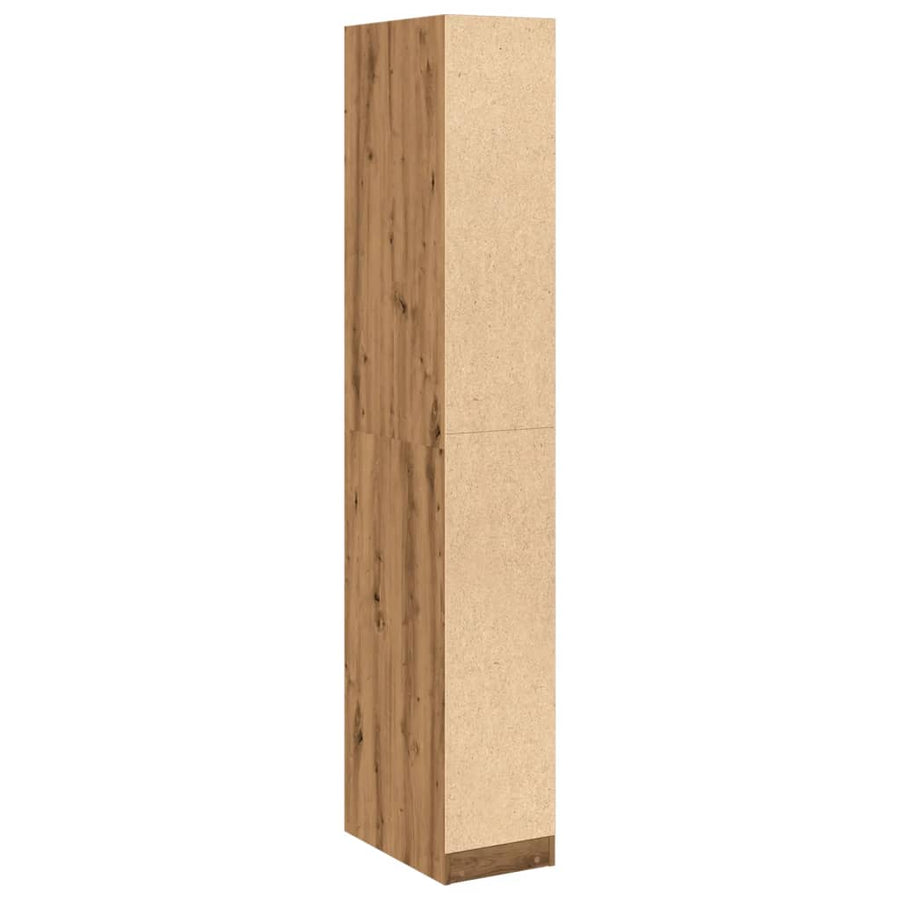 Kledingkast 30x50x200 cm bewerkt hout artisanaal eikenkleur
